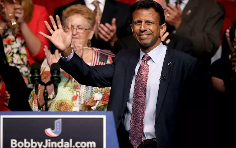 KENNER, LA - JUNE 24: Louisiana Governor Bobby Jindal announces his candidacy for the 2016 Presidential nomination during a rally a he Pontchartrain Center on June 24, 2015 in Kenner, Louisiana.   Sean Gardner/Getty Images/AFP