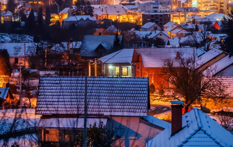 09.01.2024., Podravska Slatina  - Suton nad snijeznom podravskom ravnicom. Photo: Zvonimir Barisin/PIXSELL