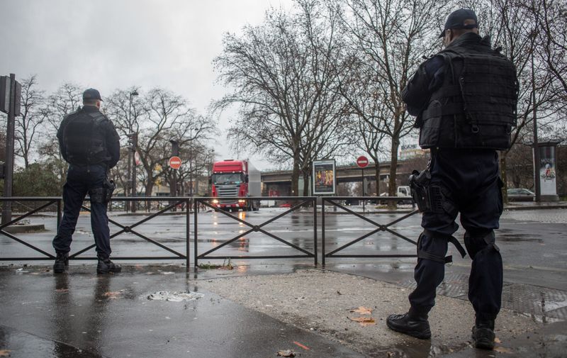 Police in Paris were placed on the highest alert status a day after heavily armed gunmen shouting Islamist slogans stormed French satirical newspaper 'Charlie Hebdo'
Reaction to the 'Charlie Hebdo' shootings, Paris, France - 08 Jan 2015
A huge manhunt for two brothers suspected of massacring 12 people in an Islamist attack at a satirical French weekly zeroed in on a northern town Thursday after the discovery of one of the getaway cars. As thousands of police tightened their net, the country marked a rare national day of mourning for Wednesday's bloodbath at Charlie Hebdo magazine in Paris, the worst terrorist attack in France for half a century.,Image: 235262833, License: Rights-managed, Restrictions: , Model Release: no, Credit line: Profimedia