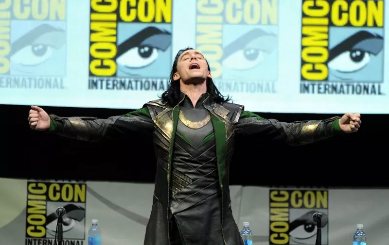SAN DIEGO, CA - JULY 20: Actor Tom Hiddleston speaks onstage at Marvel Studios "Thor: The Dark World" and "Captain America: The Winter Soldier" during Comic-Con International 2013 at San Diego Convention Center on July 20, 2013 in San Diego, California.   Kevin Winter/Getty Images/AFP