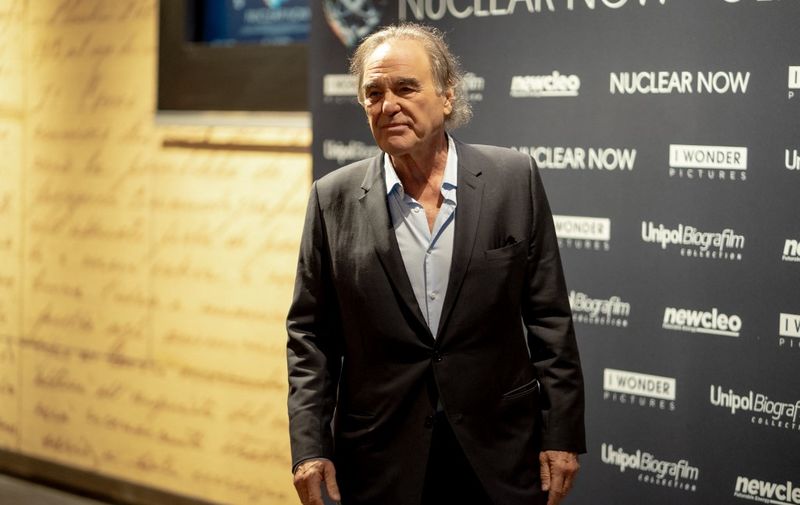 Oliver Stone is attending the photocall for the movie ''Nuclear Now'' at The Space Cinema Moderno in Rome, Italy, on December 4, 2023. (Photo by Luca Carlino/NurPhoto) (Photo by Luca Carlino / NurPhoto / NurPhoto via AFP)