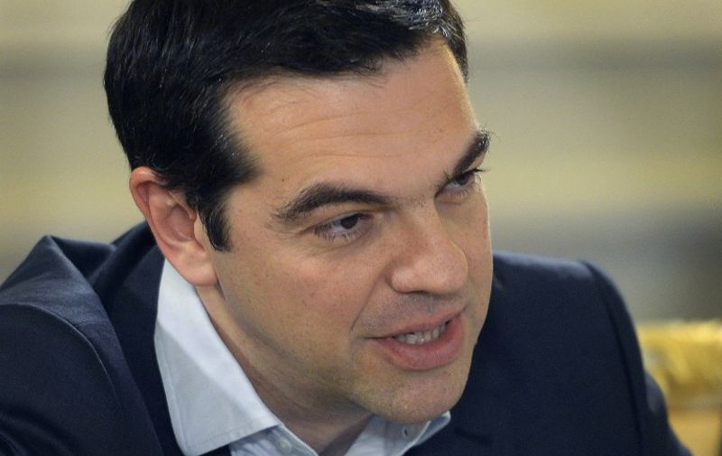 Greek Prime Minister Alexis Tsipras speaks during a meeting with his Russian counterpart in Moscow on April 9, 2015. AFP PHOTO / ALEXANDER NEMENOV