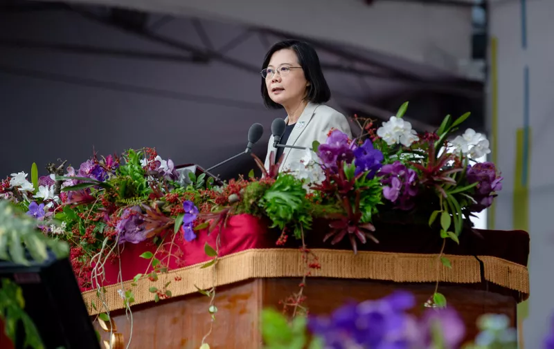 Taiwanese President Tsai Ing-wen delivers a speech during National Day celebrations in front of the Presidential Building in Taipei, Taiwan, Monday, October 10, 2022. Taiwan Presidential Office/Handout via EYEPRESS,Image: 730657760, License: Rights-managed, Restrictions: ***
HANDOUT image or SOCIAL MEDIA IMAGE or FILMSTILL for EDITORIAL USE ONLY! * Please note: Fees charged by Profimedia are for the Profimedia's services only, and do not, nor are they intended to, convey to the user any ownership of Copyright or License in the material. Profimedia does not claim any ownership including but not limited to Copyright or License in the attached material. By publishing this material you (the user) expressly agree to indemnify and to hold Profimedia and its directors, shareholders and employees harmless from any loss, claims, damages, demands, expenses (including legal fees), or any causes of action or allegation against Profimedia arising out of or connected in any way with publication of the material. Profimedia does not claim any copyright or license in the attached materials. Any downloading fees charged by Profimedia are for Profimedia's services only. * Handling Fee Only 
***, Model Release: no