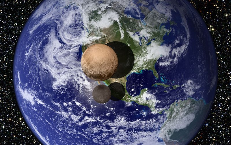 Usporedba veličine Zemlje, Plutona i Harona