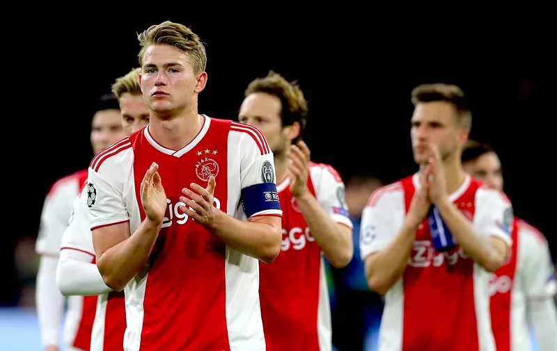 Matthijs de Ligt of Ajax applauds the fans at full time Ajax v Juventus, UEFA Champions League Quarter Final First Leg, Football, Johan Cruyff Arena, Amsterdam, Netherlands &#8211; 10 Apr 2019, Image: 425675176, License: Rights-managed, Restrictions: Editorial use only, Model Release: no, Credit line: Profimedia, TEMP Rex Features