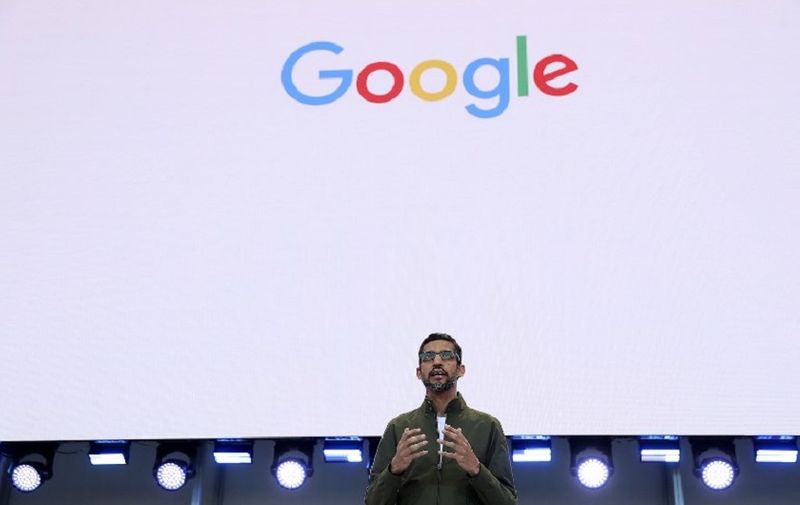 MOUNTAIN VIEW, CA - MAY 08: Google CEO Sundar Pichai delivers the keynote address at the Google I/O 2018 Conference at Shoreline Amphitheater on May 8, 2018 in Mountain View, California. Google's two day developer conference runs through Wednesday May 9.   Justin Sullivan/Getty Images/AFP