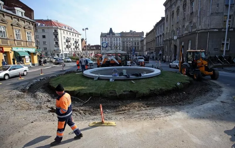 13.03.2017., Zagreb - Radovi na izgradnji fontane i rekonstrukciji Britanskog trga u punom su jeku. 
Photo: Igor Kralj/PIXSELL