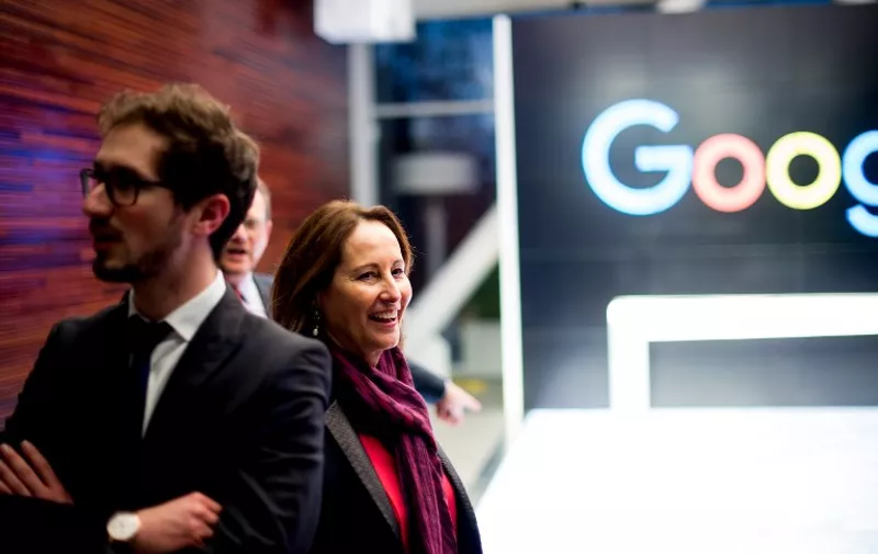 Segolene Royal, French Minister for Ecology, visits Google headquarters atin Mountain View, California on January 7, 2015. Royal, who heard a presentation about Google's self-driving cars, plans to visit Apple and Tesla on Friday. AFP PHOTO/ NOAH BERGER / AFP PHOTO / Noah Berger