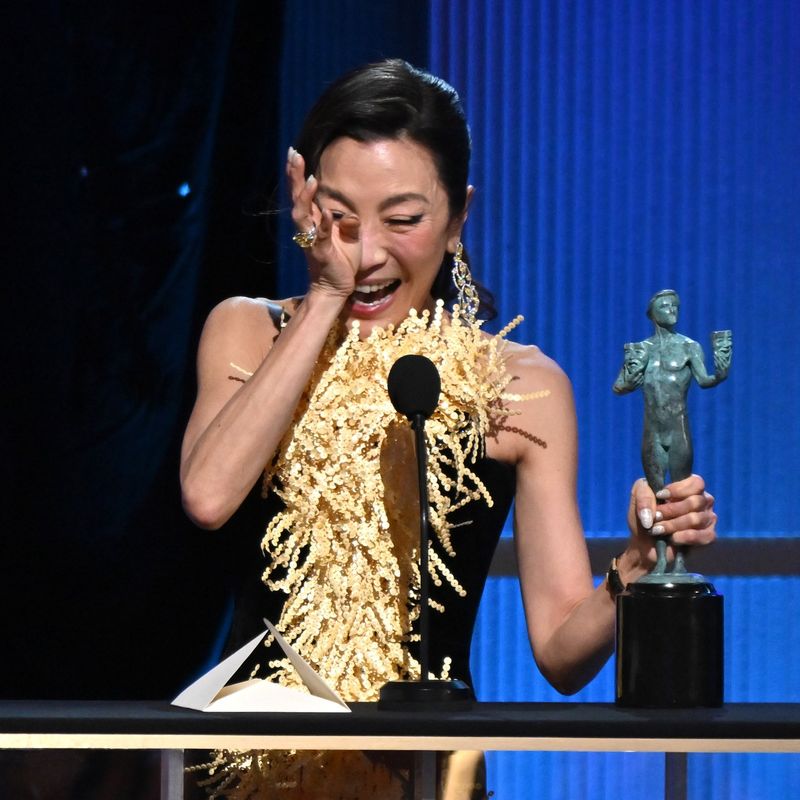 for SAG Awards (13780546om)
Michelle Yeoh, Outstanding Performance by a Female Actor in a Leading Role for ?Everything Everywhere All at Once?
29th Annual Screen Actors Guild Awards, Show, Los Angeles, California, USA - 26 Feb 2023,Image: 758941809, License: Rights-managed, Restrictions: , Model Release: no