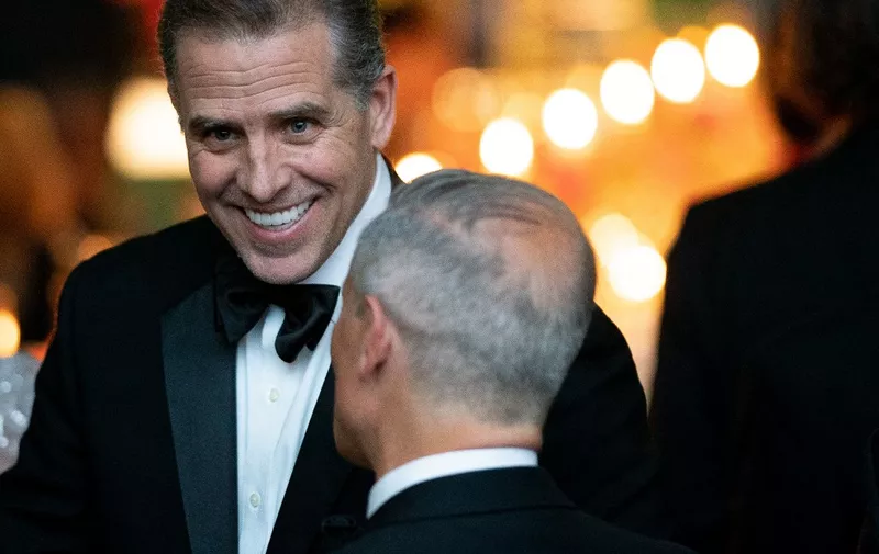 (FILES) Hunter Biden arrives for a toast during an official State Dinner in honor of India's Prime Minister Narendra Modi, at the White House in Washington, DC, on June 22, 2023. Hunter Biden was indicted late December 7, 2023 on nine counts of tax evasion, the second time this year President Joe Biden's troubled son has been charged by a special counsel investigating his personal and business dealings. (Photo by Stefani Reynolds / AFP)