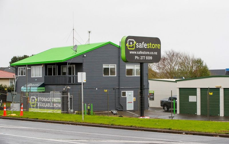 This picture shows the Safe Store facility in Papatoetoe on August 19, 2022, where suitcases containing human remains were stored and later sold at an auction in Auckland. - An undisclosed number of remains are believed to have been stored in suitcases auctioned as part of storage unit sale, and brought home by an unsuspecting family after their winning bid. (Photo by DAVID ROWLAND / AFP)