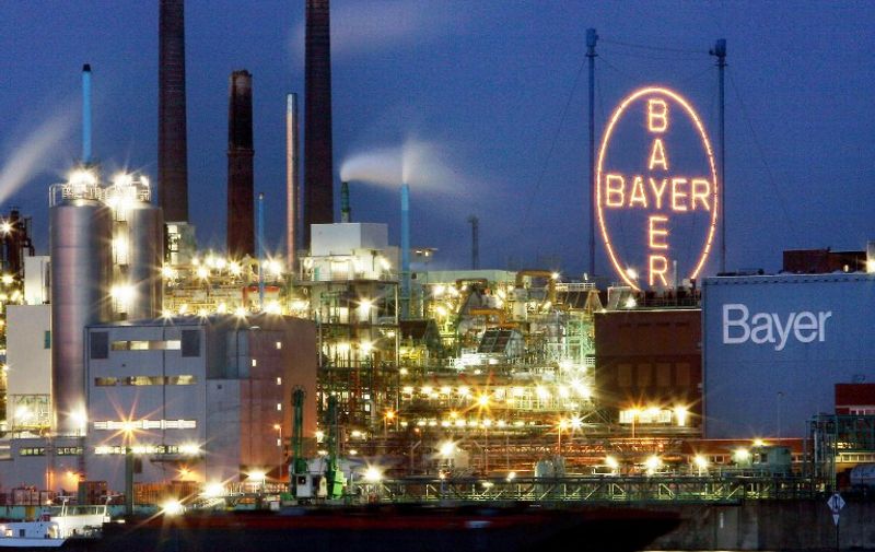 (FILES) This file photo taken on March 2, 2007 shows the plant of German pharmaceuticals and chemicals giant Bayer in Leverkusen, western Germany.
German pharmaceuticals giant Bayer and US agricultural group Monsanto said on May 19, 2016 they are in talks on a possible merger to create a global player in pesticides and seeds, after weeks of speculation about a possible tie-up. / AFP PHOTO / DPA / OLIVER BERG