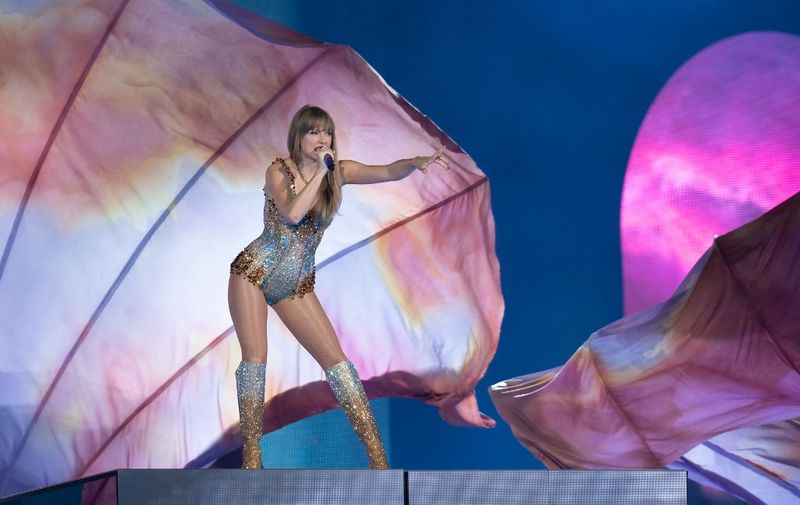 US singer-songwriter Taylor Swift performs onstage on the first night of her "Eras Tour" at AT&amp;T Stadium in Arlington, Texas, on March 31, 2023. (Photo by SUZANNE CORDEIRO / AFP)