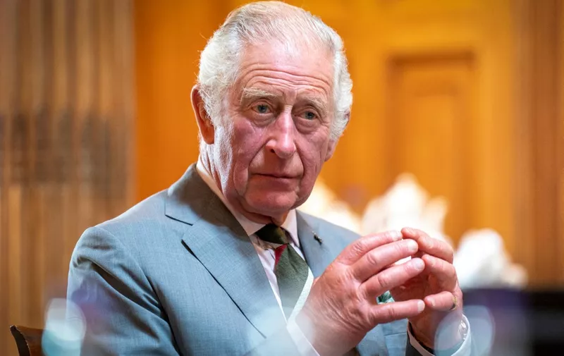 Britain's Prince Charles, Prince of Wales known as the Duke of Rothesay while in Scotland, reacts as he attends a roundtable for the Natasha Allergy Research Foundation seminar to discuss allergies and the environment, at Dumfries House, Cumnock, Scotland, on September 7, 2022. (Photo by Jane Barlow / POOL / AFP)