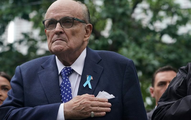Former New York Mayor Rudy Giuliani attends a remembrance ceremony on the 22nd anniversary of the terror attack on the World Trade Center, in New York City on September 11, 2023. (Photo by Bryan R. Smith / AFP)