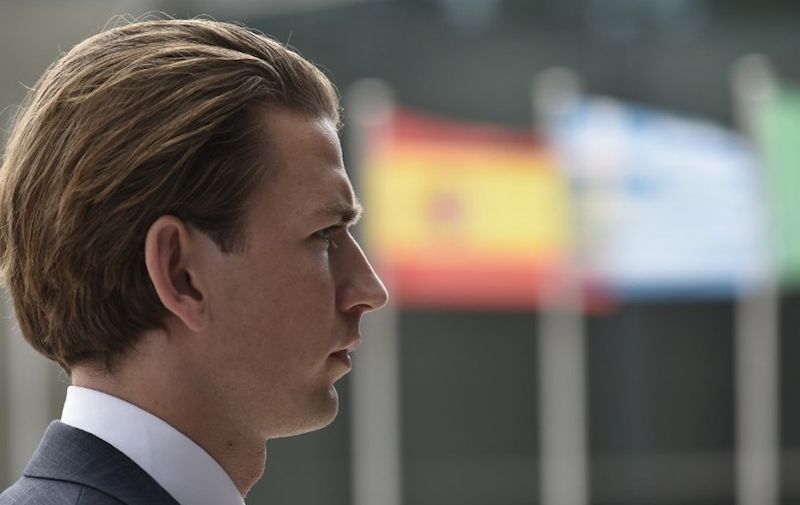Austrian Foreign minister Sebastian Kurz arrives to take part in a EU Foreign Affairs Council meeting in Luxembourg on September 4, 2015. AFP PHOTO/JOHN THYS