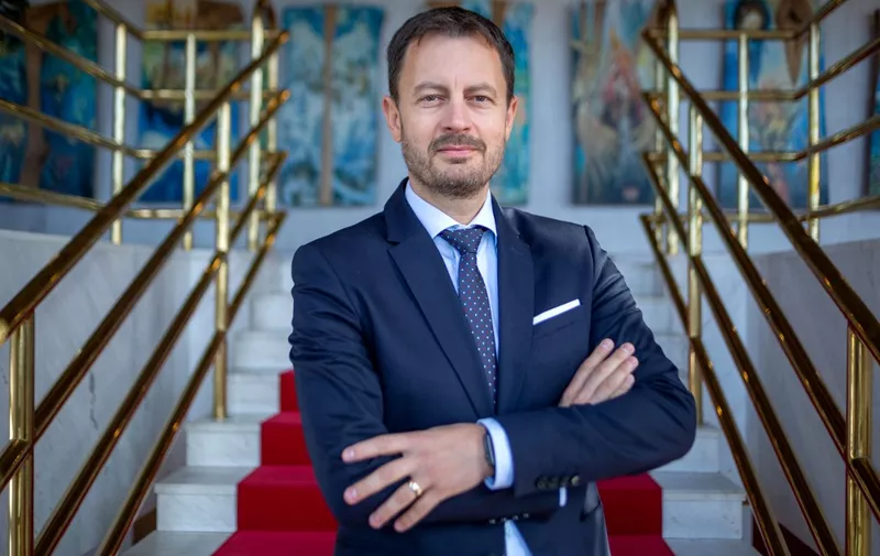(FILES) This file photo taken on September 18, 2019 shows then Slovak opposition MP Eduard Heger posing during a photo session on the steps of the Parliament building in Bratislava, Slovakia. - Acting Slovak Prime Minister Eduard Heger on March 6, 2023 announced he was quitting his own party OLaNO, months before snap election scheduled for September 2023. (Photo by Tomas BENEDIKOVIC / AFP)