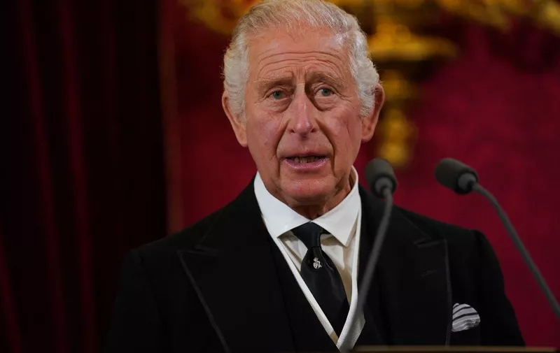 Britain's King Charles III speaks during a meeting of the Accession Council inside St James's Palace in London on September 10, 2022, to proclaim him as the new King. - Britain's Charles III was officially proclaimed King in a ceremony on Saturday, a day after he vowed in his first speech to mourning subjects that he would emulate his "darling mama", Queen Elizabeth II who died on September 8. (Photo by Victoria Jones / POOL / AFP)