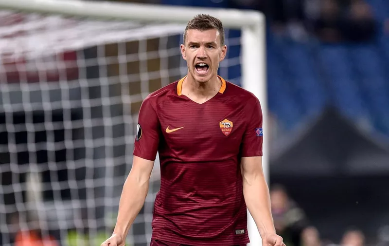 November 24, 2016 &#8211; Rome, Italy &#8211; Edin Dzeko of Roma celebrates scoring second goal during the UEFA Europa League match between Roma and Viktoria Plzen at Stadio Olimpico, Rome, Italy on 24 November 2016., Image: 306694868, License: Rights-managed, Restrictions: * France Rights OUT *, Model Release: no, Credit line: Profimedia, Zuma Press &#8211; News
