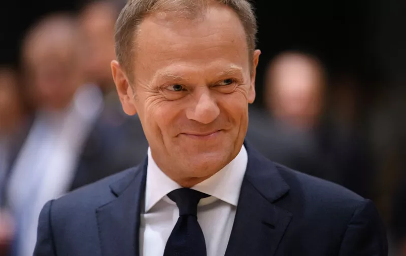BRUSSELS, BELGIUM - JUNE 23:  President of the European Council Donald Tusk arrives ahead of a roundtable meeting at the EU Council headquarters on the second day of a two day European Council summit on June 23, 2017 in Brussels, Belgium.  (Photo by Leon Neal/Getty Images)