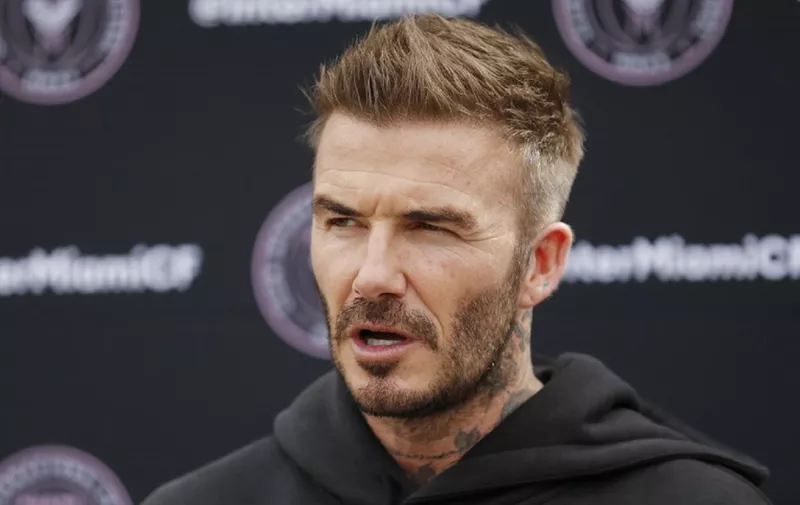 FORT LAUDERDALE, FLORIDA - FEBRUARY 25: Owner and President of Soccer Operations David Beckham addresses the media ahead of Inter Miami CF's inaugural match on March 1st against LAFC, during media availability at Inter Miami CF Stadium on February 25, 2020 in Fort Lauderdale, Florida.   Michael Reaves/Getty Images/AFP