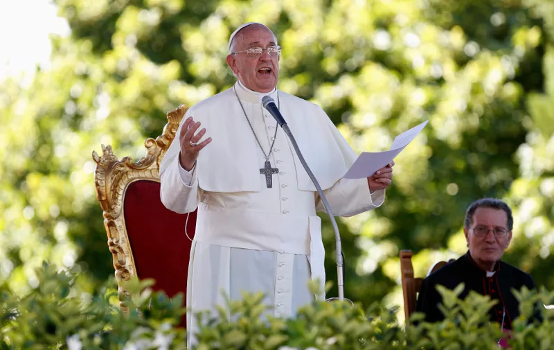 Pope Francis speaks outside the Castelpetroso sanctuary, near Isernia, south of Italy, July 5, 2014. REUTERS/Giampiero Sposito  (ITALY - Tags: RELIGION) - RTR3X8HI
