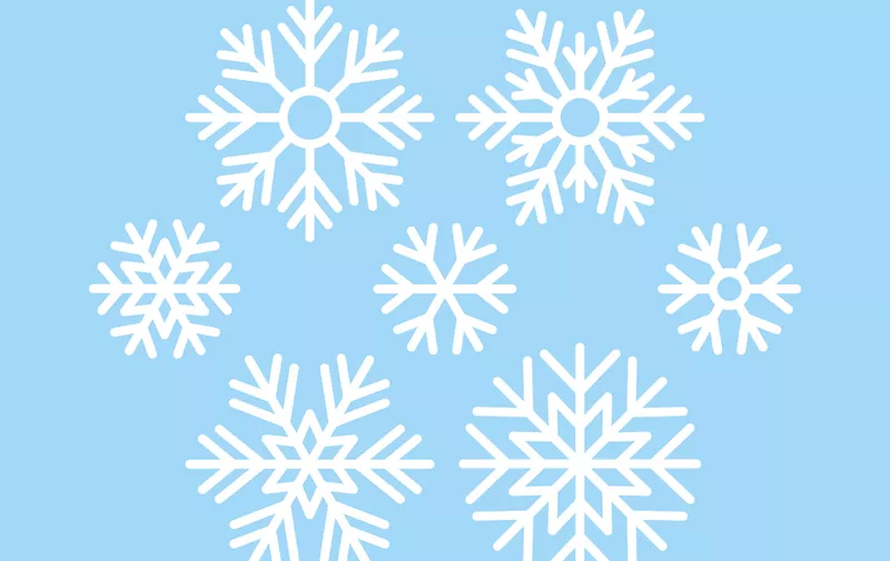 Snowflake. Vector. Christmas icon. Freeze snow. Set holiday symbols isolated on blue background in flat design. Cartoon color illustration.