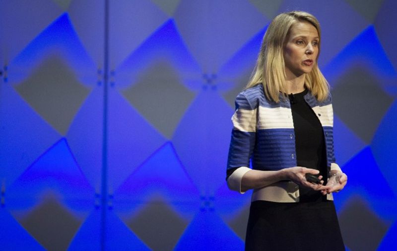 SAN FRANCISCO, CA - FEBRUARY 18: Yahoo! President and CEO Marissa Mayer delivers a keynote during the Yahoo Mobile Developers Conference on February 18, 2016 at The Masonic in San Francisco, California. Yahoo has recently announced a 15 percent reduction of its global workforce as the company continues to struggle in the rapidly-changing tech landscape.   Stephen Lam/Getty Images/AFP