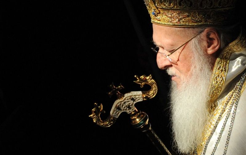 Ecumenical Patriarch Bartholomew I, who is considered the spiritual leader of the world's Orthodox Christians, leads an Easter service celebration at the Patriarcal Church of St. George in Istanbul, on April 4,  2010. AFP PHOTO/MUSTAFA OZER / AFP PHOTO / MUSTAFA OZER