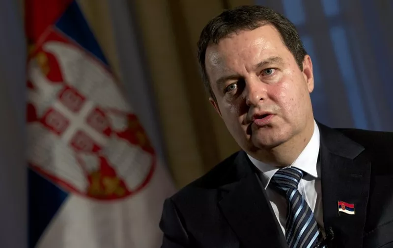 Serbian Prime Minister Ivica Dacic speaks during an interview for the AFP on November 23, 2013 in Belgrade. Dacic told AFP on Saturday that Russia's South Stream pipeline project "is undoubtedly of very high importance" for Serbia, the country hoping to profit with around 100 million euros annually from income of gas transit through its territory, he said. Construction began on Sunday on the Serbian stretch of Russia's South Stream pipeline which will bring Russian gas directly to Europe, making it less vulnerable to price disputes. AFP PHOTO / 