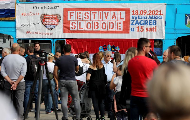 18.09.2021., Zagreb - Na Trgu bana Josipa Jelacica odrzan je Festival slobode 2.0. cija je glavna tema "Kako biti covjek i ostati slobodan kad nam se ljudskost i sloboda pokusavaju oduzeti". Photo: Jurica Galoic/PIXSELL