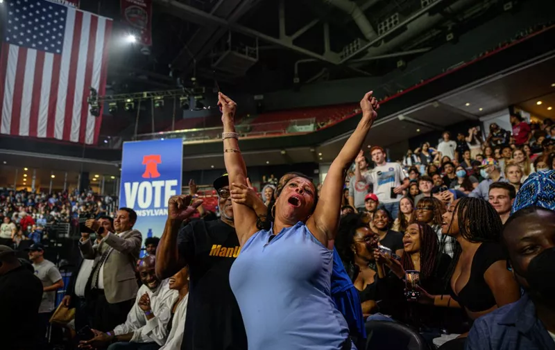 Supporters of Democratic Senatorial candidate for Pennsylvania John Fetterman attend a rally in Philadelphia, Pennsylvania, on November 5, 2022. (Photo by Ed JONES / AFP)