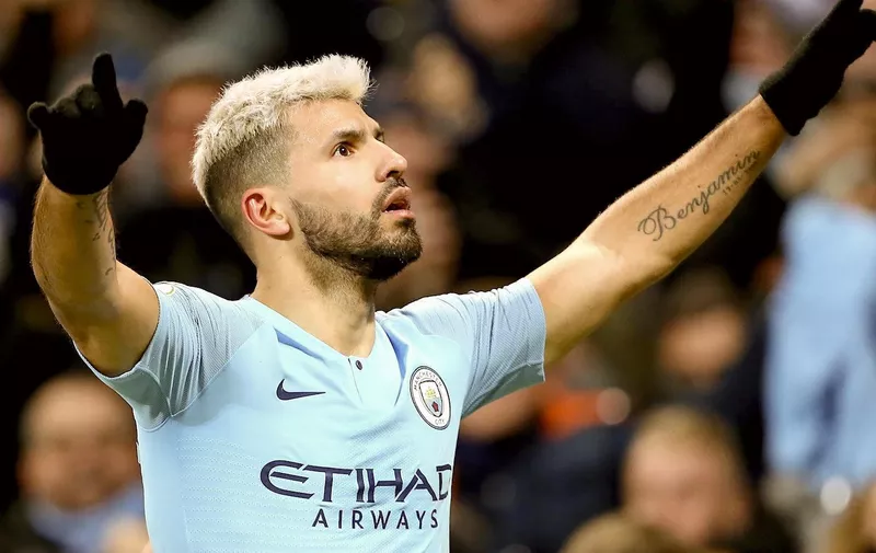 Manchester City's Sergio Aguero celebrates scoring his side's first goal of the game during the Premier League match at the Etihad Stadium, Manchester. PRESS ASSOCIATION Photo. Picture date: Thursday January 3, 2019. See PA story SOCCER Man City. Photo credit should read: Richard Sellers/PA Wire. RESTRICTIONS: EDITORIAL USE ONLY No use with unauthorised audio, video, data, fixture lists, club/league logos or "live" services. Online in-match use limited to 120 images, no video emulation. No use in betting, games or single club/league/player publications.
