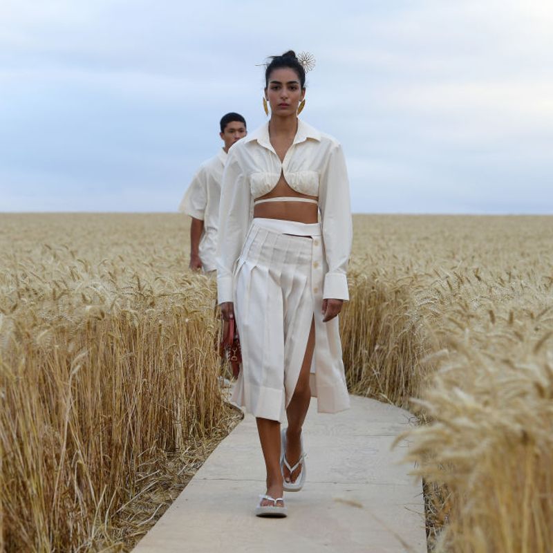 PARIS, FRANCE - JULY 16: A model walks on the runway during "L'Amour" : Jacquemus Spring-Summer 2021 Show on July 16, 2020 in Paris, France. (Photo by Pascal Le Segretain/Getty Images)