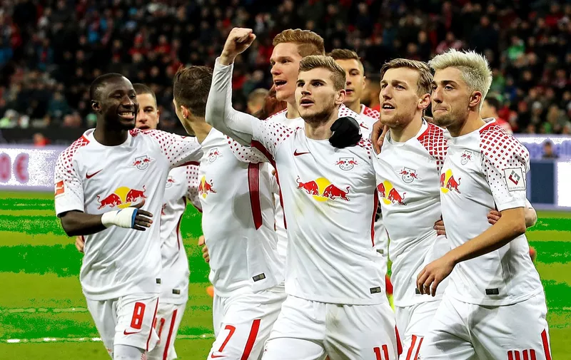 LEVERKUSEN, Nov. 19, 2017 Players of Leipzig celebrate during the Bundesliga match between Bayer 04 Leverkusen and RB Leipzig in Leverkusen, Germany, on Nov. 18, 2017. The match ended 2-2., Image: 355682667, License: Rights-managed, Restrictions: , Model Release: no, Credit line: Profimedia, Zuma Press &#8211; News