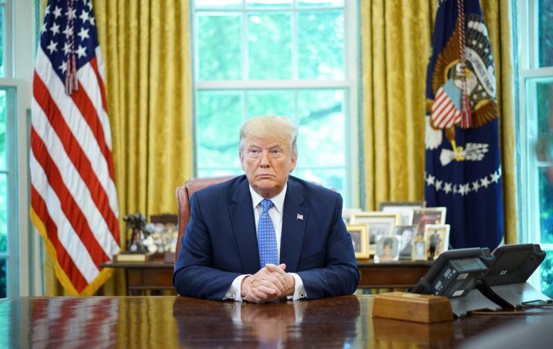 US President Donald Trump speaks during a meeting with advisors about fentanyl in the Oval Office of the White House in Washington, DC on June 25, 2019. (Photo by Mandel Ngan / AFP)