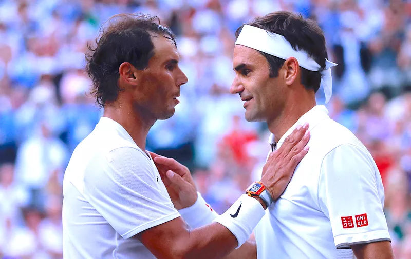 Switzerland&#8217;s Roger Federer (R) shakes hands and embraces Spain&#8217;s Rafael Nadal (L) after Federer won their men&#8217;s singles semi-final match on day 11 of the 2019 Wimbledon Championships at The All England Lawn Tennis Club in Wimbledon, southwest London, on July 12, 2019. (Photo by Adrian DENNIS / POOL / AFP) / RESTRICTED TO EDITORIAL [&hellip;]