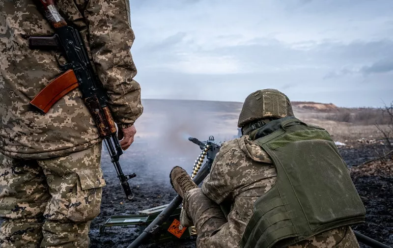 DONETSK OBLAST, UKRAINE - FEBRUARY 03: Ukrainian soldiers train at a firing range as the war between Russia and Ukraine approaches two years in Donetsk Oblast, Ukraine on February 03, 2024. Ignacio Marin / Anadolu (Photo by Ignacio Marin / ANADOLU / Anadolu via AFP)