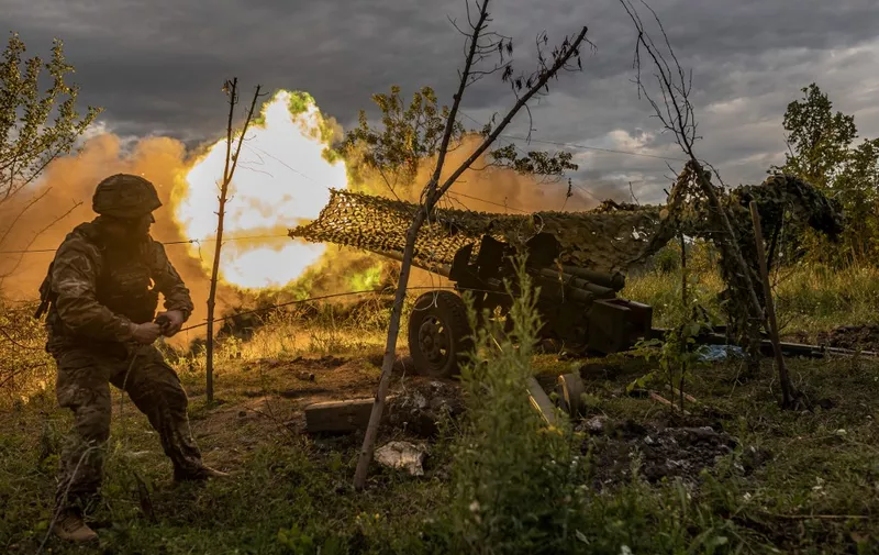 DONETSK OBLAST, UKRAINE - JULY 22: Ukrainian soldier firing artillery in the direction of Bakhmut, Ukraine, 22 July 2023 Diego Herrera Carcedo / Anadolu Agency (Photo by Diego Herrera Carcedo / ANADOLU AGENCY / Anadolu Agency via AFP)