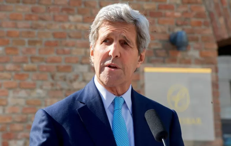 US Secretary of State John Kerry arrives to deliver a statement on the Iran talks on the Iran talks in Vienna, Austria, July 5, 2015. The top US and Iranian diplomats met for a sixth consecutive day on Sunday to try to resolve obstacles to a nuclear accord, including when Iran would get sanctions relief and what advanced research and development it may pursue. Iran and the United States have made "genuine progress" on a nuclear deal but there are several difficult issues to resolve and Washington is ready to walk away from the talks if need be, Kerry said on Sunday.    AFP PHOTO / HANDOUT / US STATE DEPARTMENT        == RESTRICTED TO EDITORIAL USE / MANDATORY CREDIT: "AFP PHOTO / HANDOUT / US State Department "/ NO MARKETING / NO ADVERTISING CAMPAIGNS / NO A LA CARTE SALES / DISTRIBUTED AS A SERVICE TO CLIENTS ==