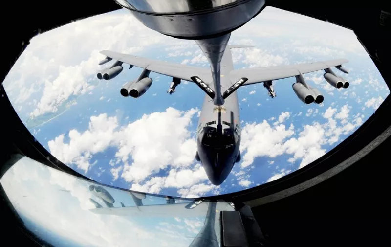 A picture downloaded from the US air force website shows a B-52 Stratofortress approaching the boom of a KC-135 Stratotanker over the Pacific Ocean on August 14, 2009. The United States and its allies built their case on August 28, 2013 for likely military action against the regime in war-torn Syria over alleged chemical weapons attacks, despite stern warnings from Russia AFP PHOTO/US AIR FORCE/Christopher Bush== RESTRICTED TO EDITORIAL USE - MANDATORY CREDIT "AFP PHOTO /US AIR FORCE/Christopher Bush" - NO MARKETING NO ADVERTISING CAMPAIGNS - DISTRIBUTED AS A SERVICE TO CLIENTS == / AFP / US AIR FORCE FILES / Christopher Bush