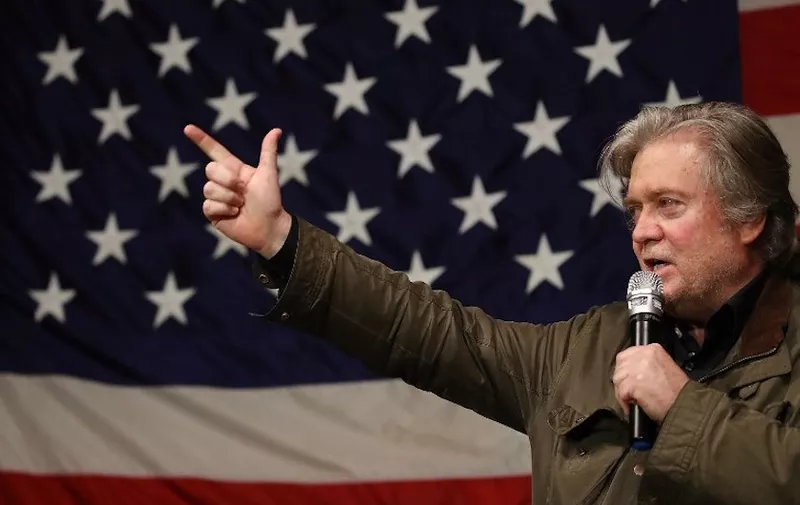 FILE JANUARY 9: Former White House advisor, Steve Bannon, is stepping down from his role as executive chairman of Breitbart News, January 9, 2018. FAIRHOPE, AL - DECEMBER 05: Steve Bannon speaks before introducing Republican Senatorial candidate Roy Moore during a campaign event at Oak Hollow Farm on December 5, 2017 in Fairhope, Alabama. Mr. Moore is facing off against Democrat Doug Jones in next week's special election for the U.S. Senate.   Joe Raedle/Getty Images/AFP