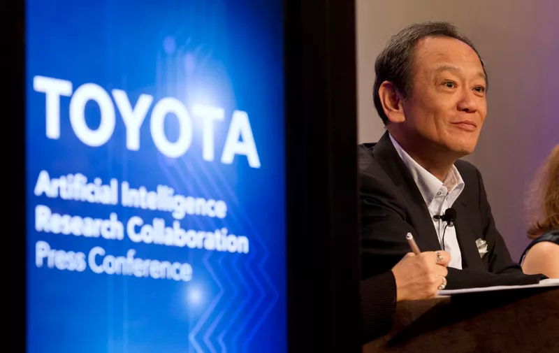 East Palo Alto, CA - September 4, 2015:  Kiyotaka Ise, Toyota Motor Company Senior Managing Officer and Chief Officer, announces Toyota's $50 million in funding collaboration with MIT and Stanford University for artificial intelligence and mobility research, Sept. 4, 2015 in East Palo Alto, California.   (Photo by Beck Diefenbach)