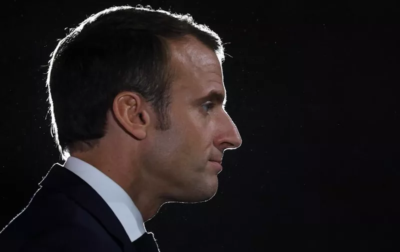 French president Emmanuel Macron looks on as he delivers a speech during the economic event "Choose Grand Est" in Pont-a-Mousson, northeastern France on November 5, 2018. (Photo by Ludovic MARIN / POOL / AFP)