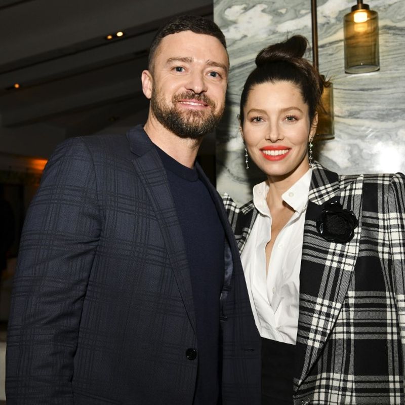 WEST HOLLYWOOD, CALIFORNIA - FEBRUARY 03: (L-R) Justin Timberlake and Jessica Biel pose for portrait at the Premiere of USA Network's "The Sinner" Season 3 on February 03, 2020 in West Hollywood, California.   Rodin Eckenroth/Getty Images/AFP