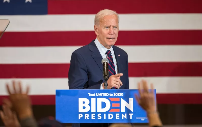 MANCHESTER, NH - OCTOBER 09: Democratic presidential candidate, former Vice President Joe Biden speaks during a campaign event on October 9, 2019 in Manchester, New Hampshire. For the first time, Biden has publicly called for President Trump to be impeached.   Scott Eisen/Getty Images/AFP