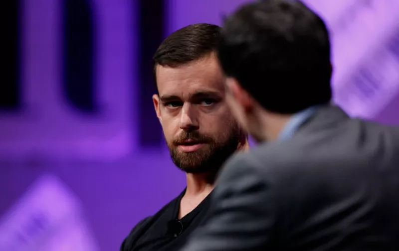SAN FRANCISCO, CA - OCTOBER 09: Twitter Co-Founder and Chairman and Square CEO Jack Dorsey speaks onstage during "From 7 Dwarves to 140 Characters" at the Vanity Fair New Establishment Summit at Yerba Buena Center for the Arts on October 9, 2014 in San Francisco, California.   Kimberly White/Getty Images for Vanity Fair/AFP