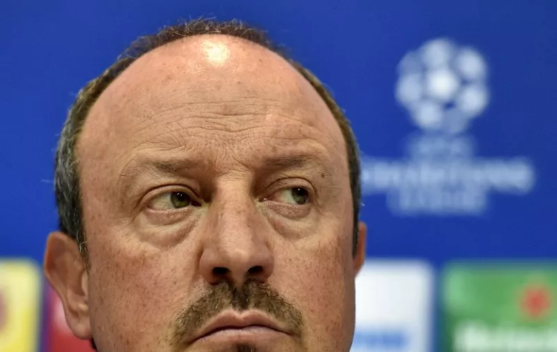 Real Madrid's coach Rafael Benitez looks on during a press conference at Valdebebas training ground in Madrid on December 7, 2015, on the eve of the UEFA Champions League Group A football match Real Madrid CF vs FC Malmo FF.   AFP PHOTO/ GERARD JULIEN / AFP / GERARD JULIEN