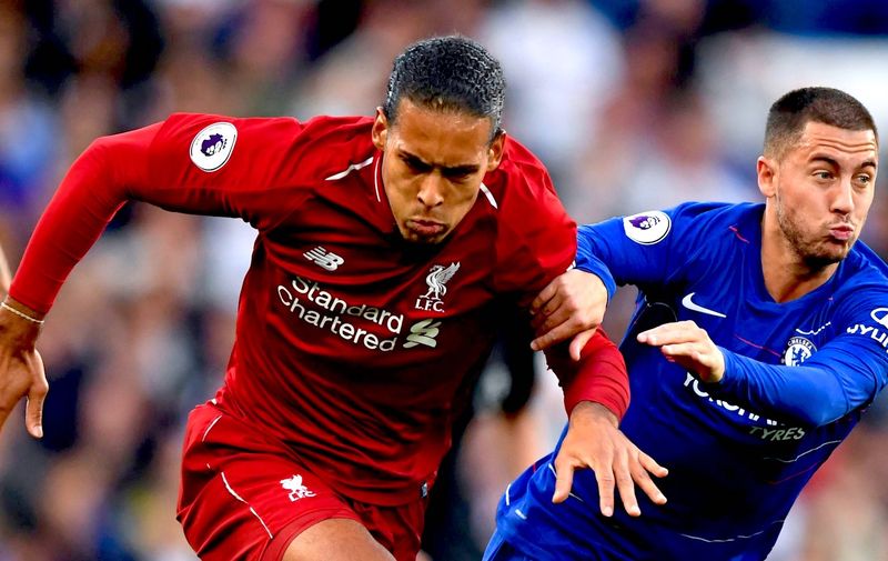Virgil Van Dijk of Liverpool and Eden Hazard of Chelsea Chelsea v Liverpool, Premier League, Football, Stamford Bridge, London, UK &#8211; 29 Sep 2018, Image: 389085015, License: Rights-managed, Restrictions: EDITORIAL USE ONLY No use with unauthorised audio, video, data, fixture lists (outside the EU), club/league logos or &#8220;live&#8221; services. Online in-match use limited to 45 [&hellip;]