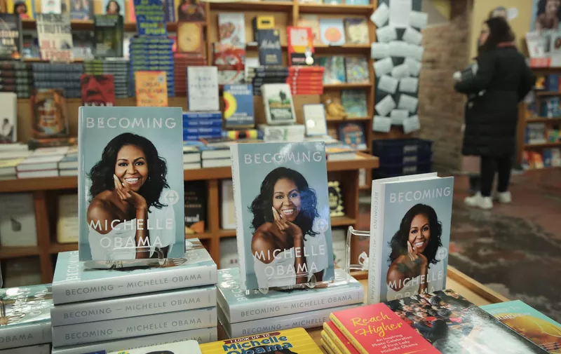 CHICAGO, IL - NOVEMBER 13:  " Becoming", a book by former first lady Michelle Obama, is displayed at the 57th Street Books bookstore on November 13, 2018 in Chicago, Illinois. In the book, which went on sale today, Obama describes her journey from Chicago's South Side to the White House.  (Photo by Scott Olson/Getty Images)
